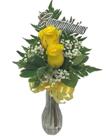 Congratulations Yellow Rose Bud Vase In Waverly Ny Jayne S