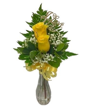 I Love You Yellow Rose Bud Vase In Waverly Ny Jayne S Flowers