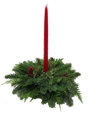 Winter Greenery Centerpiece Flower Arrangement