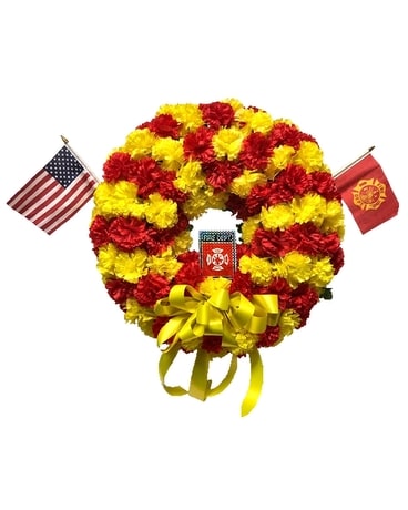 Fire Fighter Memorial Wreath Flower Arrangement