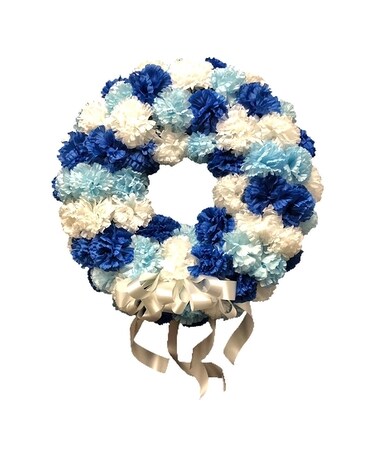 Blue Memorial Wreath Flower Arrangement