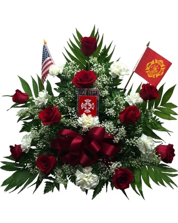 Fire Fighter Funeral Spray Flower Arrangement