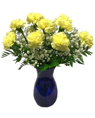 Dozen Yellow Carnations Flower Arrangement