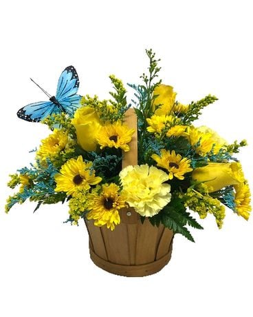 Bright Day Basket Flower Arrangement