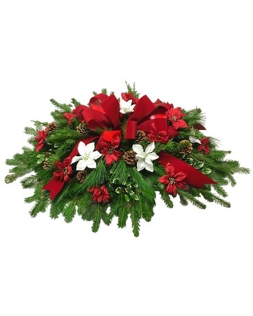 Christmas Grave Headstone Topper Flower Arrangement