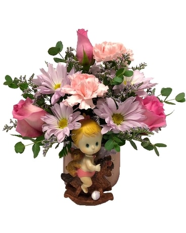 Baby Girl Rocking Horse Flower Arrangement