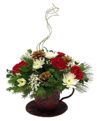 Cup of Christmas Cheer Flower Arrangement