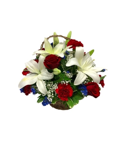 American Beauty Basket Flower Arrangement