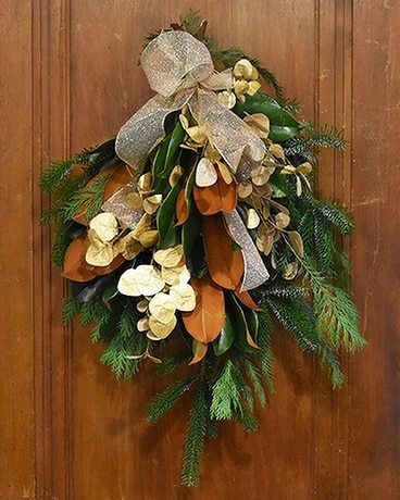 Silver + Gold Swag Flower Arrangement