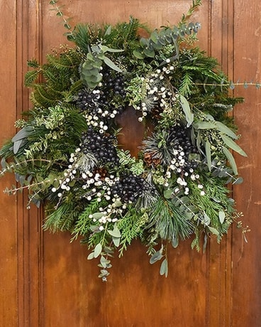 White Berried Wreath Flower Arrangement
