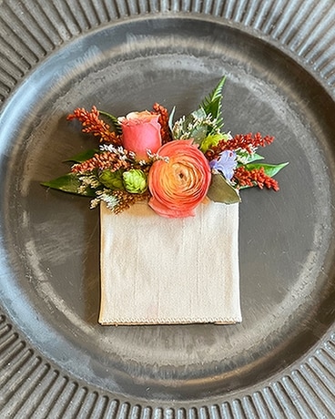 Vivid Color Pocket Square Flower Arrangement