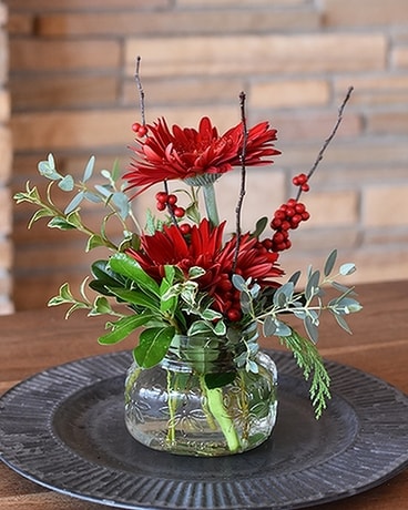 Red Gerbera Vase Flower Arrangement
