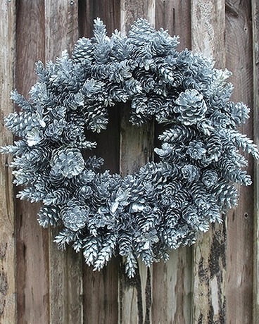 Silver Pinecone Wreath Flower Arrangement