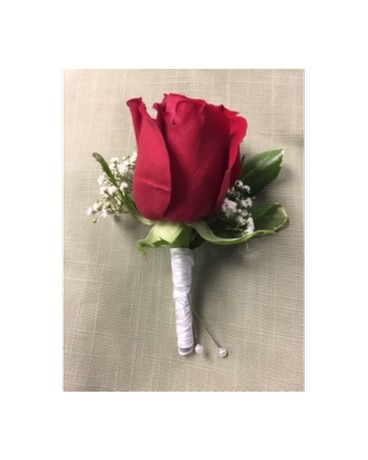 Custom boutonniere with stem wrap Flower Arrangement