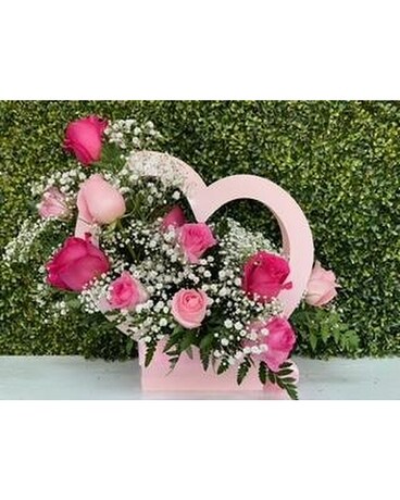 Pink Heart Roses Flower Arrangement