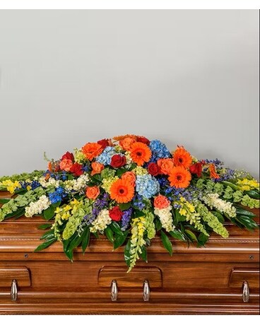 Vibrant Funeral Flowers Casket Spray Flower Arrangement