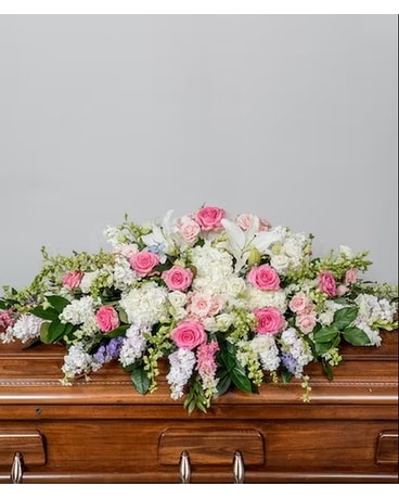 Pastel Casket Spray Flower Arrangement