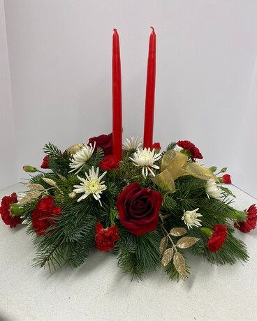 Christmas Elegance Centerpiece Flower Arrangement