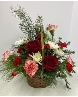 Vintage Christmas Basket Bouquet Flower Arrangement