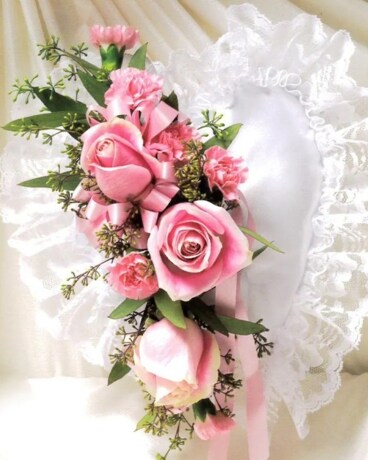 Pink Satin Heart Insert Flower Arrangement