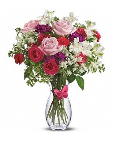 Pink Butterfly Bouquet by Teleflora Flower Arrangement