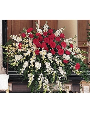 Red and White Half-couch Spray Flower Arrangement