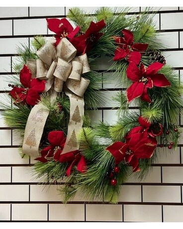 Poinsettia and Pine Wreath