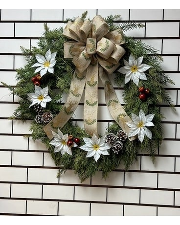 White Poinsettia Wreath