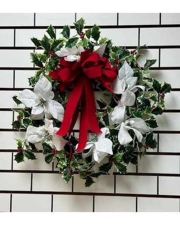 Holly and Poinsettia Wreath