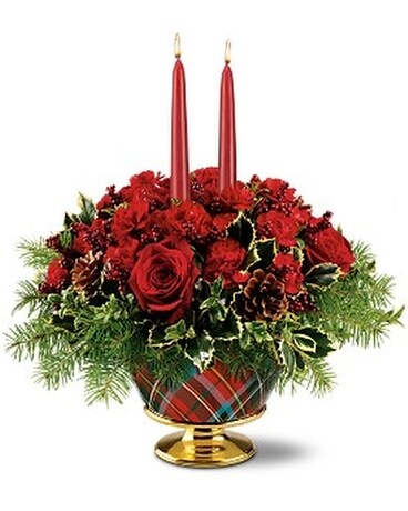 Teleflora's Festive Tartan Bouquet Flower Arrangement