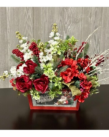 Happy Holidays Santa Arrangement Flower Arrangement