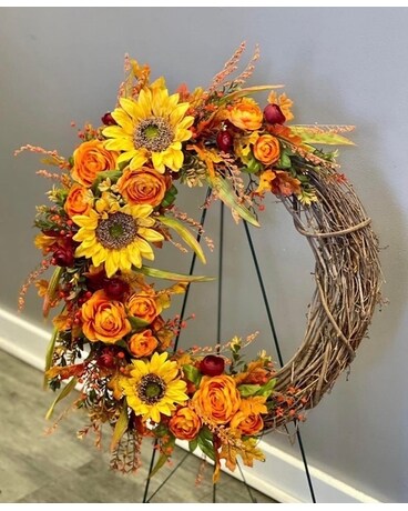 Autumn Blooms Grapevine Wreath Custom product