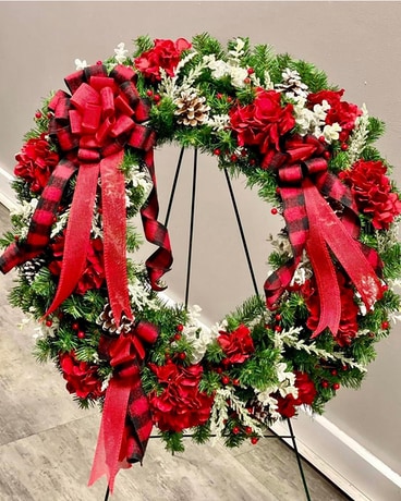 Festive Holiday Wreath Flower Arrangement
