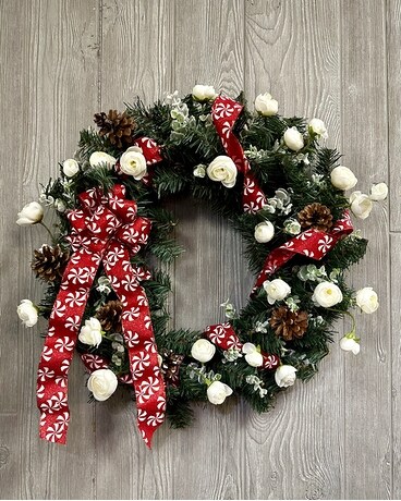 Buffalo Plaid Christmas Wreath Flower Arrangement