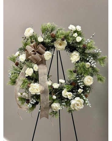 White Christmas Wreath Flower Arrangement