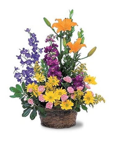 Bright Basket Arrangement Flower Arrangement