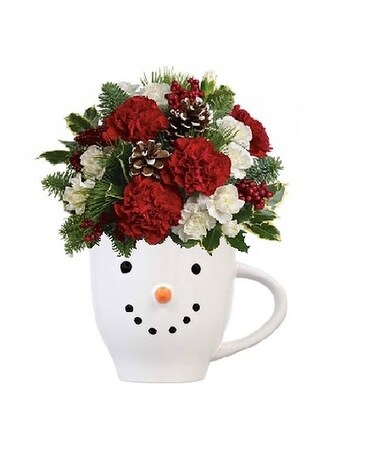 Jolly Snowman Mug Arrangement Flower Arrangement
