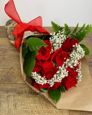 A Dozen Premium Red Roses - Wrapped Flowers
