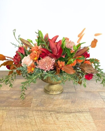 Golden Gathering Centerpiece Flower Arrangement