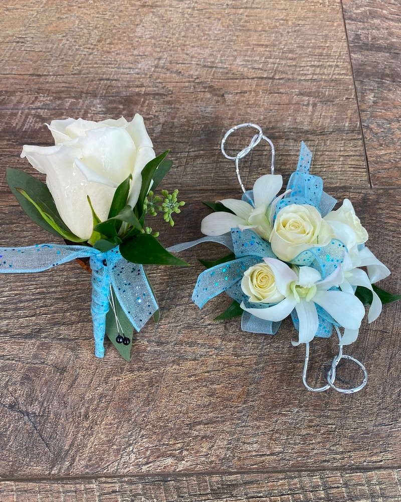 Corsage & Boutonniere - Sky Blue in Longmont CO - Longmont Corsage & Boutonniere - Sky Blue in Longmont CO - Longmont