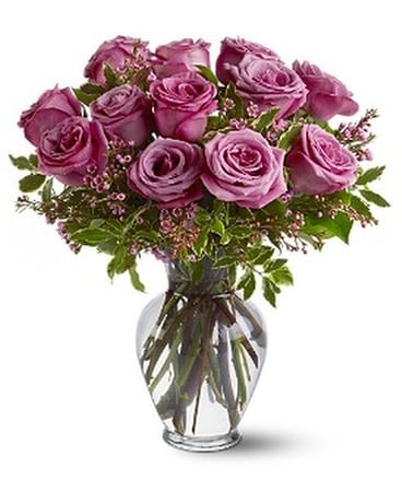 A Dozen Lavender Roses Flower Arrangement