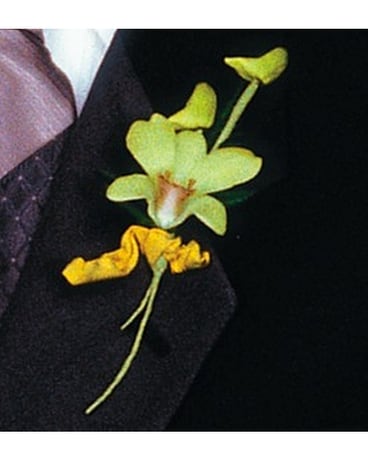 Cat's-Eye Green Orchid Boutonniere Flower Arrangement