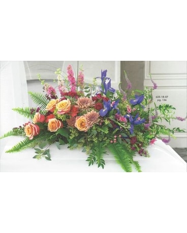 Vivacious Hope casket spray Flower Arrangement