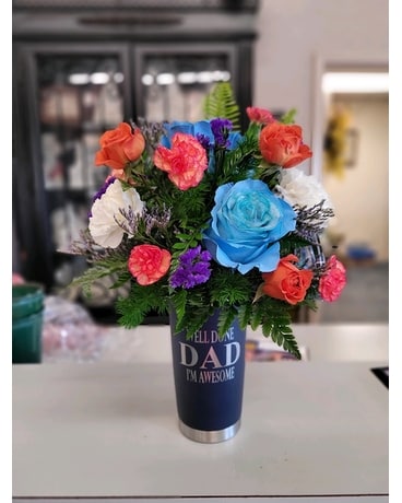 Well Done Dad Tumbler Flower Arrangement