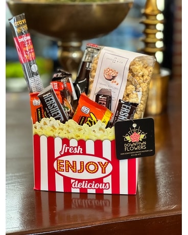 Movie Day Gift Basket Flower Arrangement