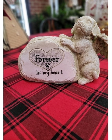 Dog Memorial Stone Flower Arrangement