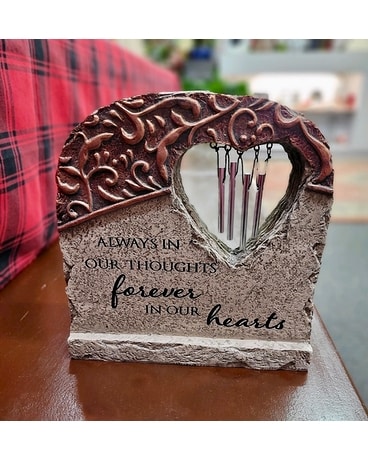 Always in Our Thoughts Table Chime Flower Arrangement