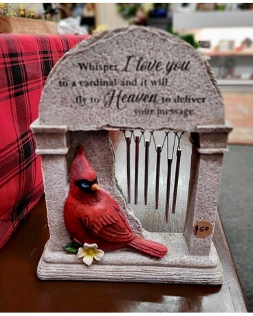 Cardinal Tabletop Windchime Flower Arrangement