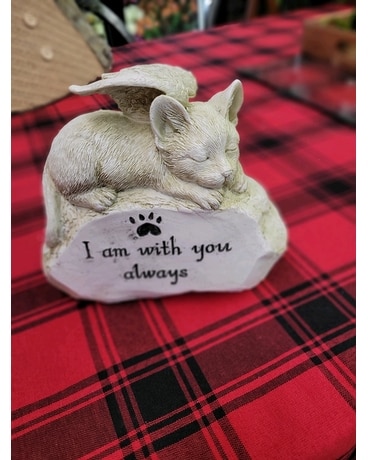 Cat Memorial Stone Flower Arrangement