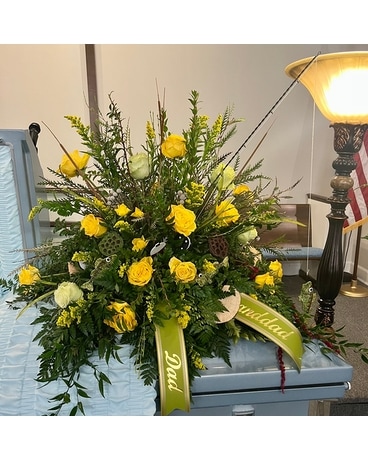 Gone Fishin' Casket Spray Flower Arrangement